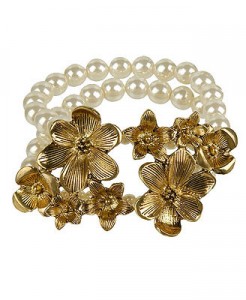 For the price you could stack a couple of this strecth pearlescent w/ antique gold flowers. $4.80 available at Forever21.com